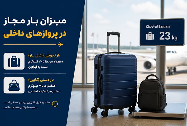 میزان بار مجاز پروازهای داخلی در تمامی ایرلاین‌ها
