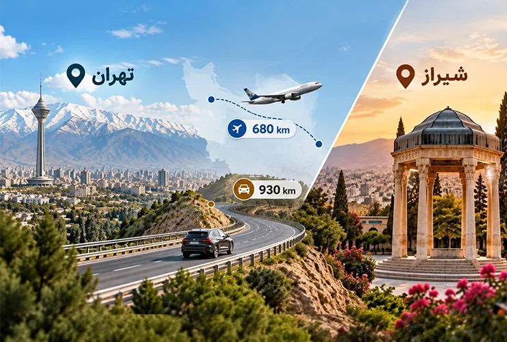 فاصله تهران تا شیراز